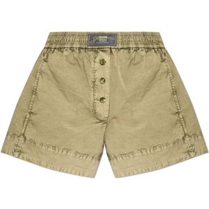 Ganni, Dames, Korte broeken, Groen, Maat: 2XS Katoen,