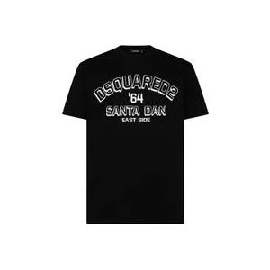 Dsquared2 Zwarte T-shirts & Polos voor Heren , Black , Heren , Maat: S