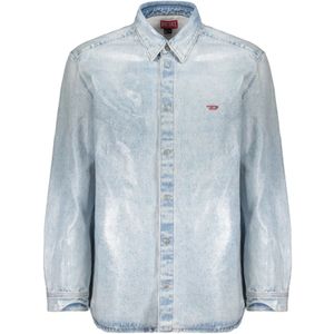 Diesel, Heren, Overhemden, Blauw, Maat: 2XL Katoen,