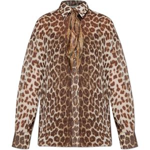 Zimmermann Dierenprint Shirt , Brown , Dames , Maat: S