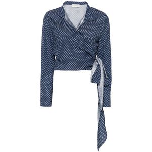 Mazzarelli, Dames, Blouses & Shirts, Blauw, Maat: S Zijde,