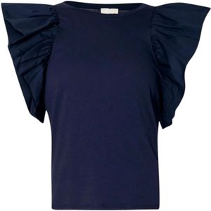 Liu Jo - Katoenen T-shirt - Blauw - Dames - Ronde Hals