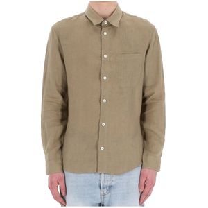 A.p.c., Heren, Overhemden, Groen, Maat: S Linnen,