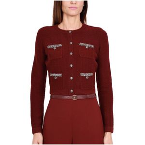 Elisabetta Franchi, Dames, Truien, Rood, Maat: S Wol,