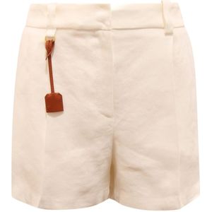 Elisabetta Franchi, Dames, Korte broeken, Wit, Maat: L Linnen,