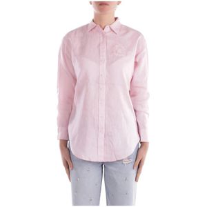Ralph Lauren, Dames, Blouses & Shirts, Roze, Maat: S Linnen,
