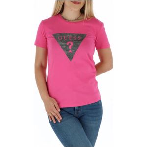 Guess - Elegante T-shirt - Roze - Katoen