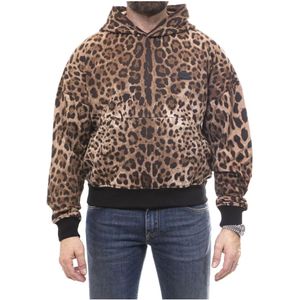 Dolce & Gabbana, Heren, Sweatshirts & Hoodies, Bruin, Maat: M Katoen,