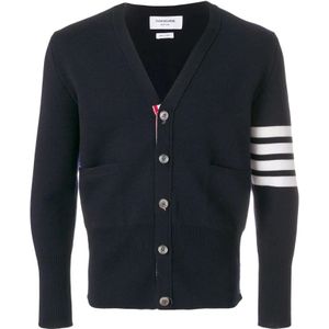 Thom Browne, Heren, Truien, Blauw, Maat: 2XL Wol,