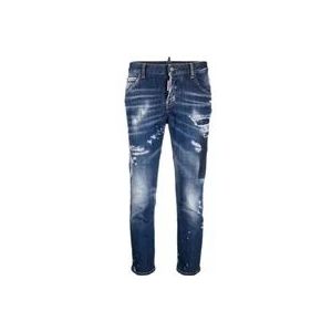 Dsquared2 Blauw & Groen Slim-fit Denim Jeans , Blue , Dames , Maat: XS