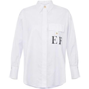 Elisabetta Franchi - Witte Oversized Katoenen Poplin Blouse - Dames