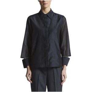 Peserico, Dames, Blouses & Shirts, Blauw, Maat: S