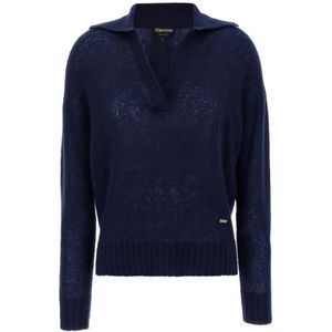 Tom Ford, Dames, Truien, Blauw, Maat: XS Zijde,