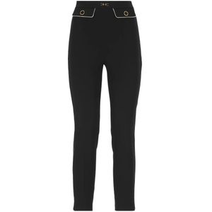 Elisabetta Franchi, Dames, Broeken, Zwart, Maat: M Poliester,