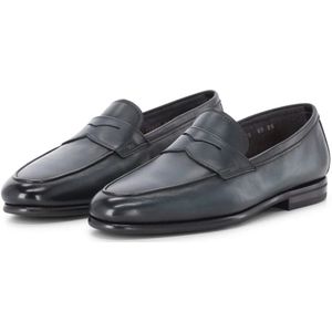 Santoni, Heren, Schoenen, Blauw, Maat: 41 1/2 EU Leer,