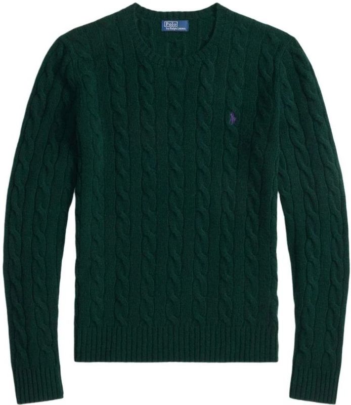 Gebreide pullover met kabelpatroon en ronde hals