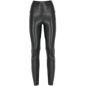 Norma Kamali, Dames, Broeken, Zwart, Maat: XS Leer,
