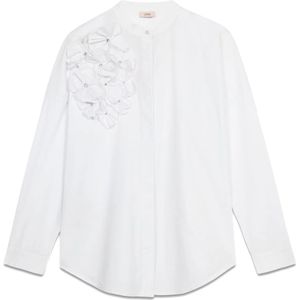 Oltre, Dames, Blouses & Shirts, Wit, Maat: S Katoen,