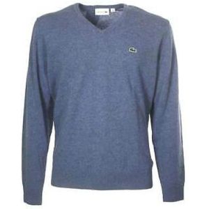 Lacoste - V-hals Knitwear - Truien - Lichtblauw - 100% Katoen
