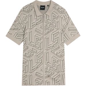 Lyle & Scott - Embleem Dubbelgebreide Rits Polo Shirt - Beige