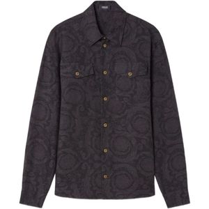 Versace, Heren, Overhemden, Grijs, Maat: M