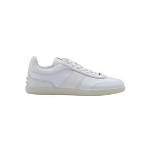 Tod's Witte Leren Sneakers , White , Heren , Maat: 41 1/2 EU