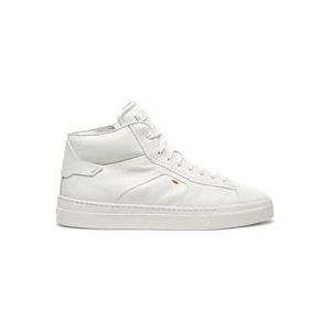 Santoni High Top Leren Sneaker , White , Heren , Maat: 46 EU
