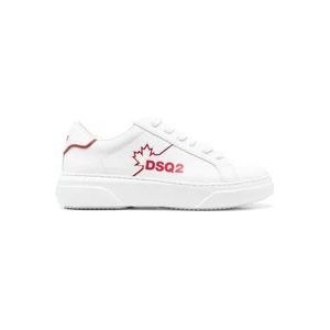 Dsquared2 Witte Bumper Logo-Print Sneakers , White , Heren , Maat: 42 1/2 EU