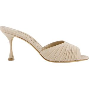 Manolo Blahnik, Dames, Schoenen, Beige, Maat: 39 1/2 EU Suède,
