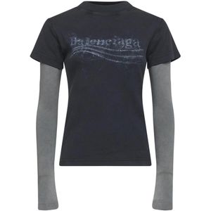 Balenciaga, Dames, Tops, Zwart, Maat: XS Katoen,