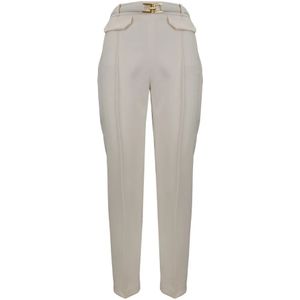 Elisabetta Franchi, Dames, Broeken, Wit, Maat: XL Leer,