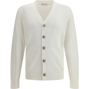 Brunello Cucinelli, Heren, Truien, Wit, Maat: 2XL Katoen,