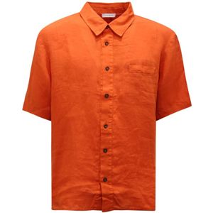 Paolo Pecora, Heren, Overhemden, Oranje, Maat: XL Linnen,