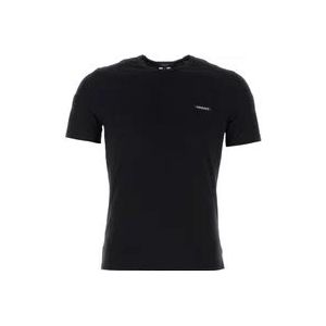 Versace Zwart stretchylon t-shirt , Black , Heren , Maat: S