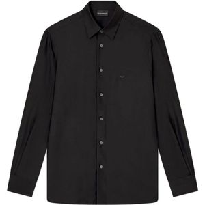 Emporio Armani, Heren, Overhemden, Zwart, Maat: S Zijde,
