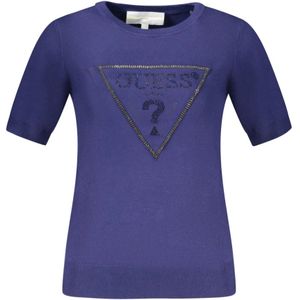 Short Sleeve Knitwear - Blauw - Pullover - Viscose