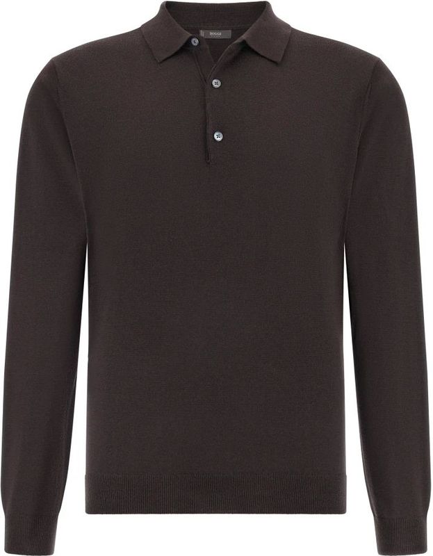 Boggi Milano - Shirt - Mokka - Lange Mouw - Polokraag