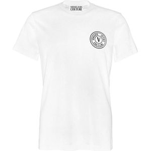 Versace Jeans Couture - Shirt - Goud/Wit - Ronde Hals - Normale Pasvorm