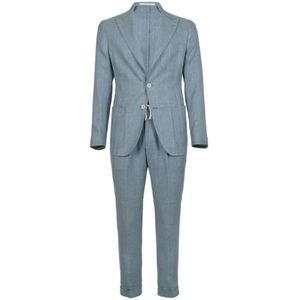 Eleventy, Heren, Pakken, Blauw, Maat: 3XL Linnen,
