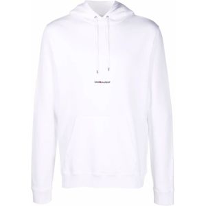 Saint Laurent, Heren, Sweatshirts & Hoodies, Wit, Maat: S Katoen,