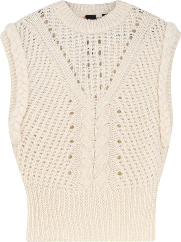 Hugo - Fastina Knit - Gilet - Wit - Wol - Mouwloos