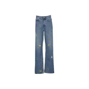 Casablanca Blauwe Katoenen Jeans met Geborduurde Details , Blue , Dames , Maat: W26