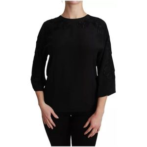 Dolce & Gabbana, Dames, Blouses & Shirts, Zwart, Maat: 2XS Zijde,