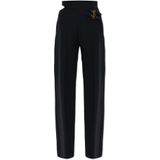Versace Jeans Couture - Broek - Zwart - Leer - Met Decoratieve Taille Split