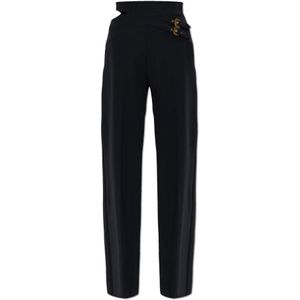 Versace Jeans Couture - Broek - Zwart - Leer - Met Decoratieve Taille Split