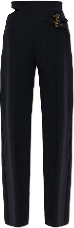 Versace Jeans Couture - Broek - Zwart - Leer - Met Decoratieve Taille Split