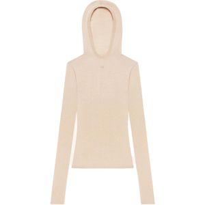 Courrèges, Dames, Sweatshirts & Hoodies, Beige, Maat: S Wol,