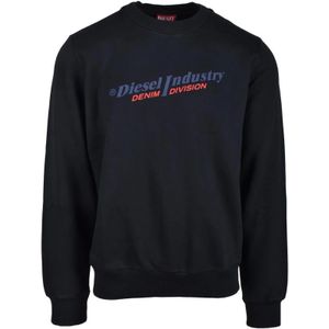 Diesel, Heren, Sweatshirts & Hoodies, Zwart, Maat: 2XL Katoen,