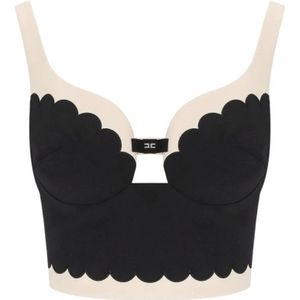 Elisabetta Franchi, Dames, Tops, Zwart, Maat: M Poliester,