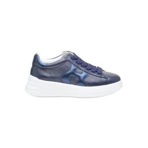 Hogan Blauwe Leren Sneakers met Memory Foam Zool , Blue , Dames , Maat: 39 1/2 EU